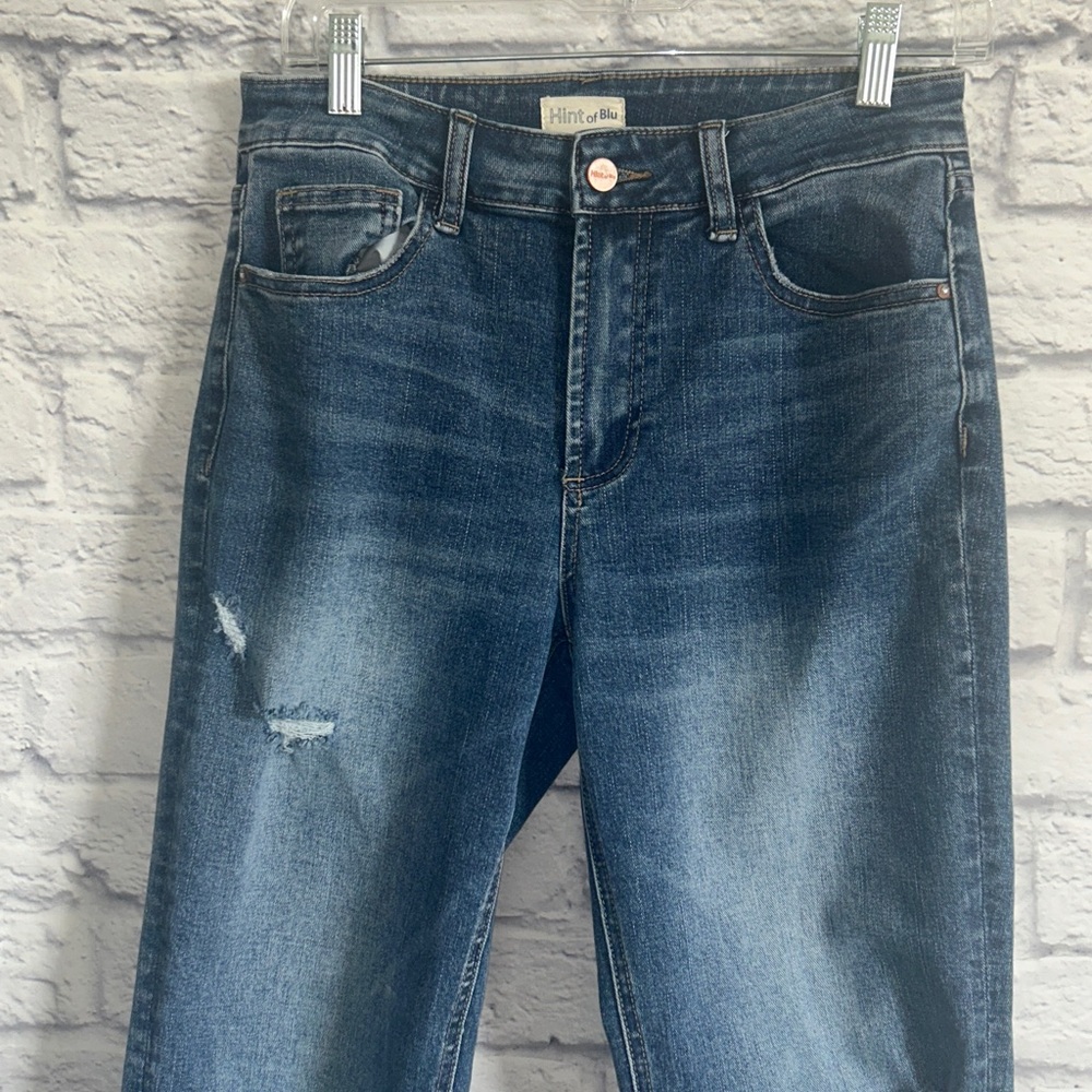 Hint of Blu high waist released hem straight leg jeans - Picture 5 of 10